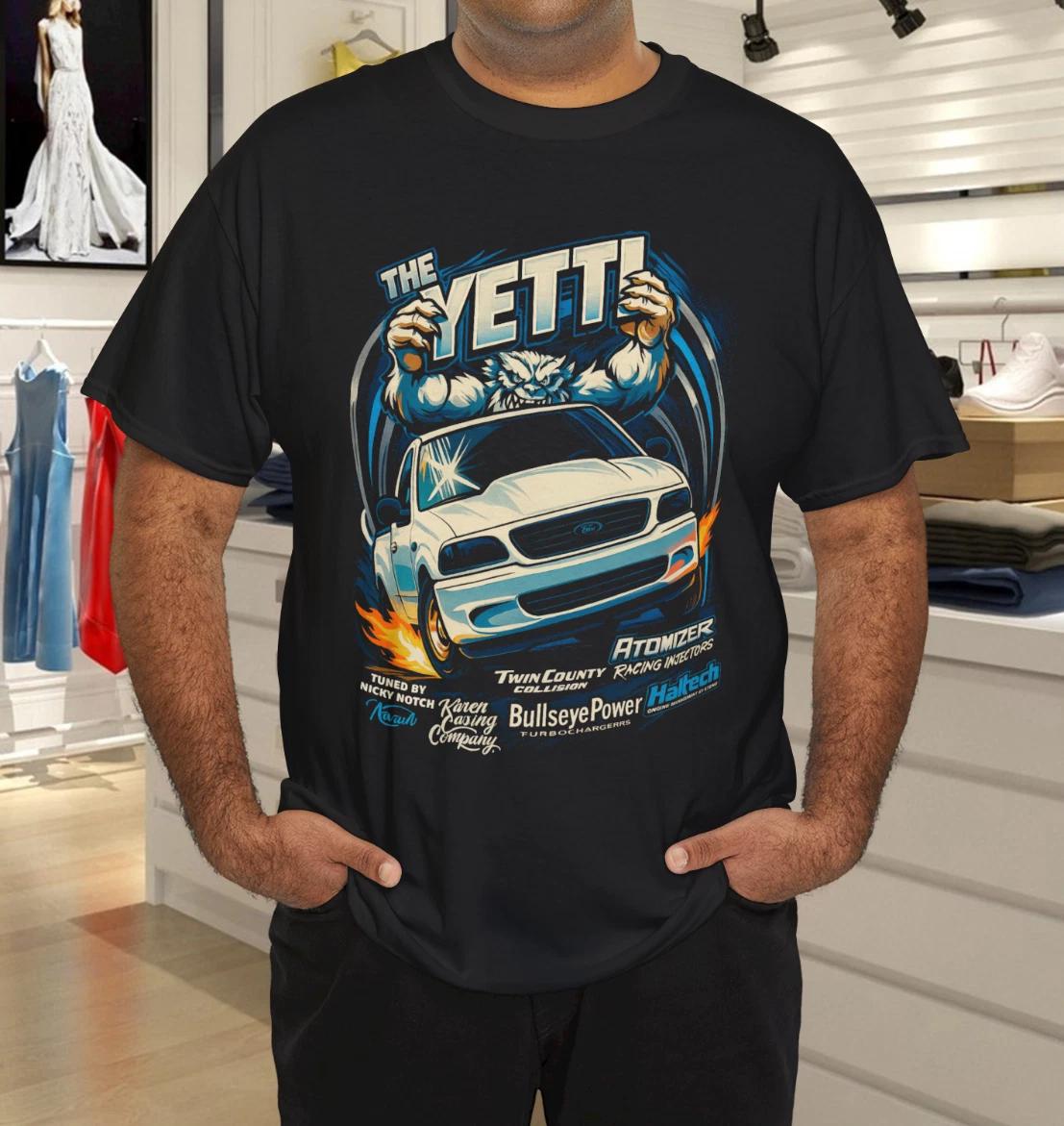 DryBlend T-Shirt Mens Black The Yetti Turbo Drag Racing Graphic Cotton 4XL