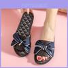 Elegant Black Japanese Style Slide Slippers For Women With Chic Bow Accent