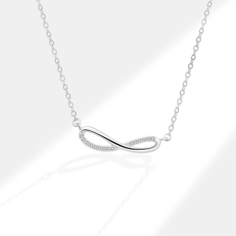 925 Sterling Silver Crystal Infinitely Circulating Bowknot Necklace Pendant For Women Wedding Party Jewelry Gift Collar