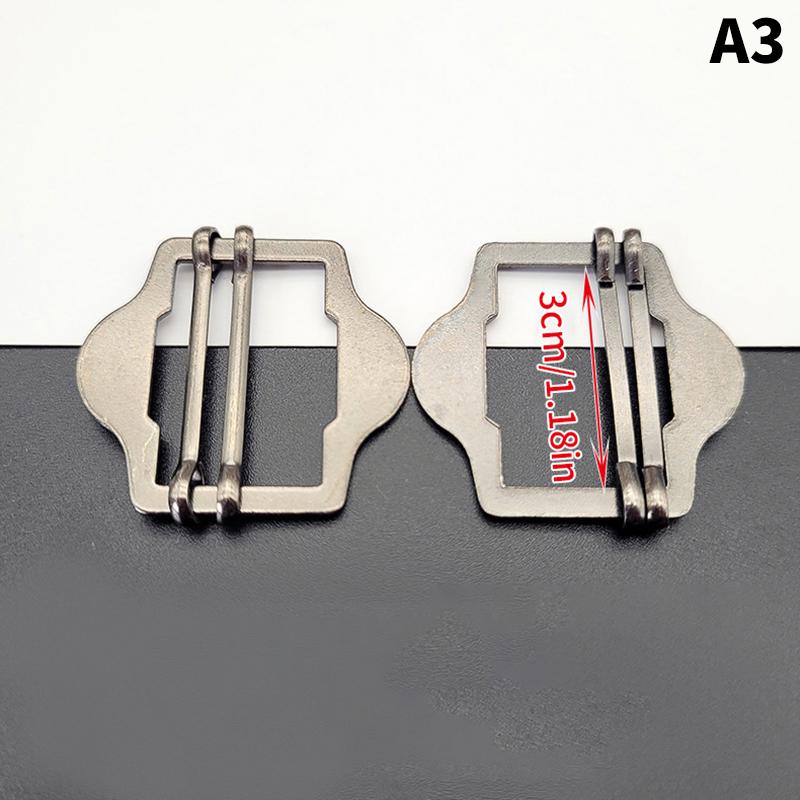 3PCS Metal Two Slides Tri-Glide Buckles For Suit Vest Shoulder Leather Bag Strap Belt Slider Adjustment Rectangle Buckle