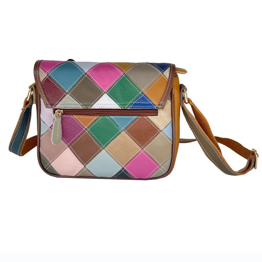 Modna damska torba skórzana w kolorze Splicing Flower Plaid Bag torba na telefon komórkowy Casualowa uniwersalna torba na ramię