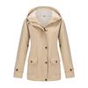 Womens Hooded Windbreaker Jacket Fleece-Lined Water-Resistant Long Sleeve Zip-Up Coat