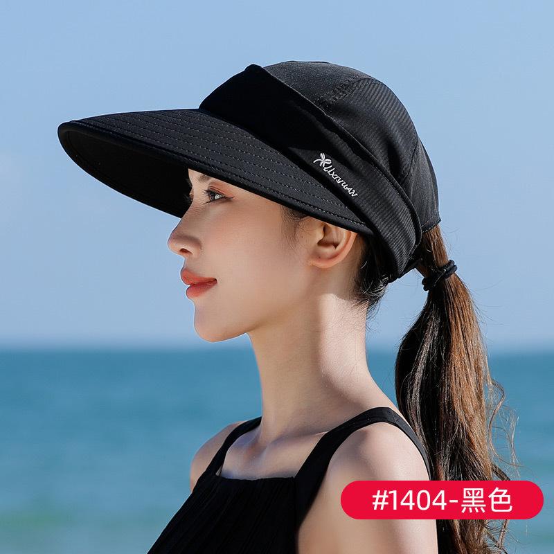 Chapéu de sol de verão feminino, boné de viajante com parte superior removível, boné esportivo para proteção solar, design de parte superior aberta respirável, chapéu de praia com proteção UV
