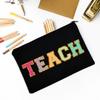 Teacher Flower Print Pencil Case Travel Makeup Bag School Stationery Supplies Storage Bags Wash Pouch Cosmetic Bags Teacher Gift