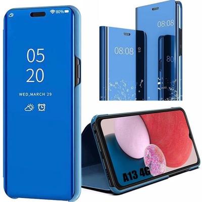 Case for Samsung Galaxy A13 Mirror Effect Translucent Window Reinforced Protection Blue
