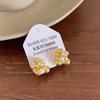 High-end French super flash micro-inlaid zircon fireworks pearl stud earrings for women, elegant and unique, sweet and versatile light luxury earrings
