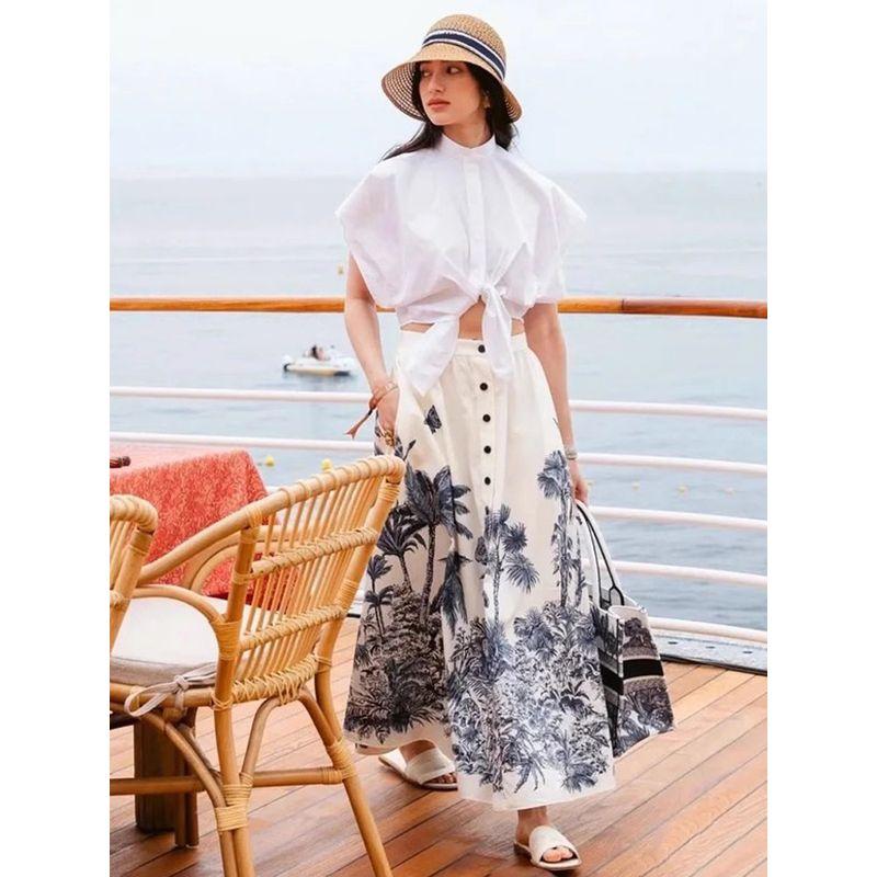 

Chen Torino Того же стиля Французский стиль Облегающая талию Куртка с шнуровкой Нишевый дизайн Темперамент Стойка воротник Свободная шнуровка Белая рубашка White S