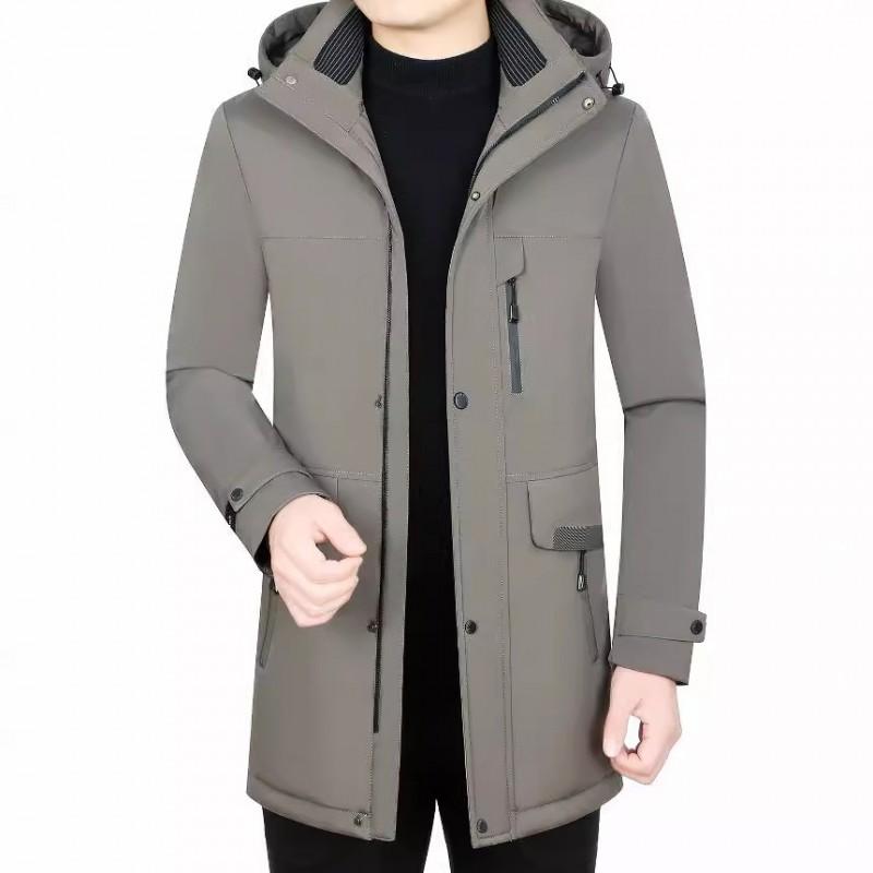 Mens Short Down Jacket Winter Warm Hooded Parka Middle-Aged Men Slim Fit Black Gray Coffee Navy