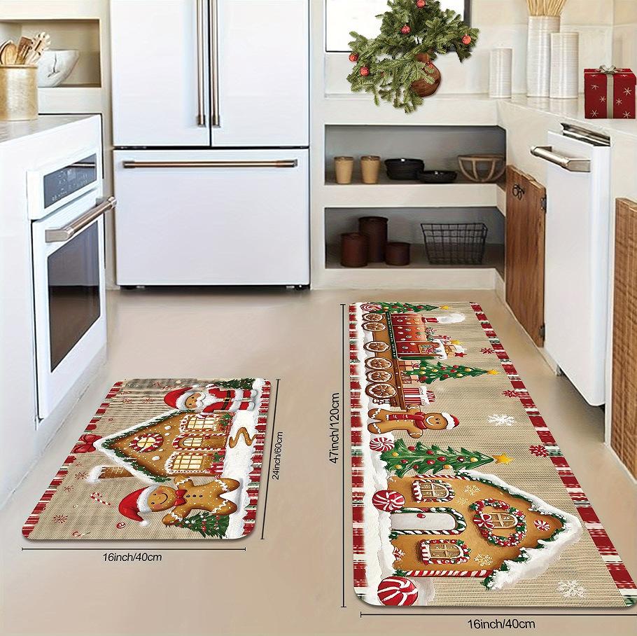 Christmas Christmas Tree Crystal Velvet Two-Piece Set Kitchen Floor Mats Durable Entry Hall Door Mat Home Decoration