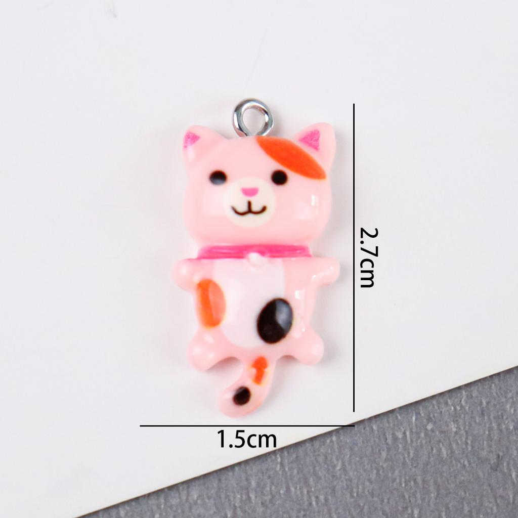 DW08 20 Stück 15x28mm Tollpatschig Entzückende Persönlichkeit Cartoon Niedliches Katzen-Design 3D Harz Tieranhänger DIY Armband Handgemachter Schmuck