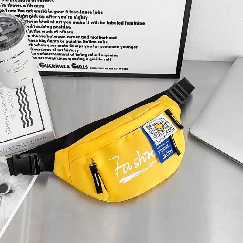 Stylish Adorable Childrens Nylon Backpack Versatile Boy s Chest Bag With Fun Letters жёлтый