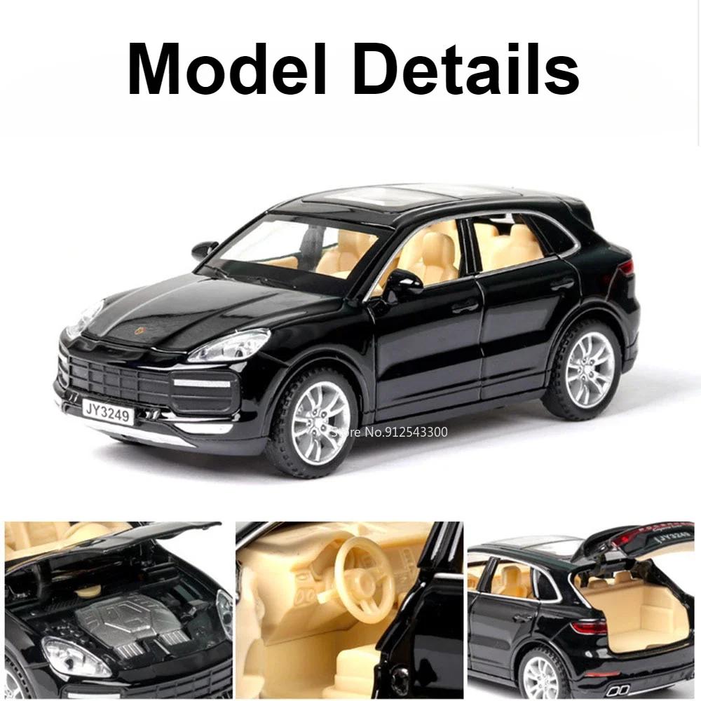 1:32 Cayenne Turbo 911 GT3 Car Model Toy Alloy Diecast Music Light Doors Opened Pull Back Miniature Vehicle Boy Interactive Toys