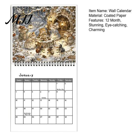 Daily Task Appointment Tracker 2027 Brambly Hedge Wall Calendar, 12 Month Hanging Planner with Vintage Decorative Art Gift Forest Mouse Mushroom