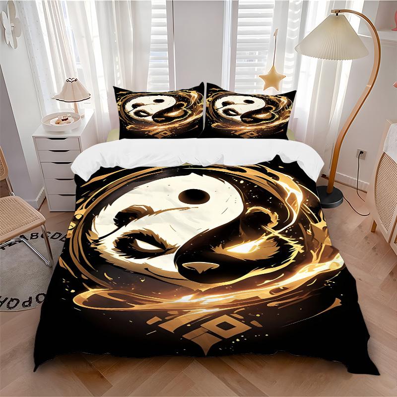 

3pc Panda YinYang Cover Set - 1 Quilt Cover + 2 Pillowcases, All Seasons Bedroom Setting, Perfect for Home089 135x200cm