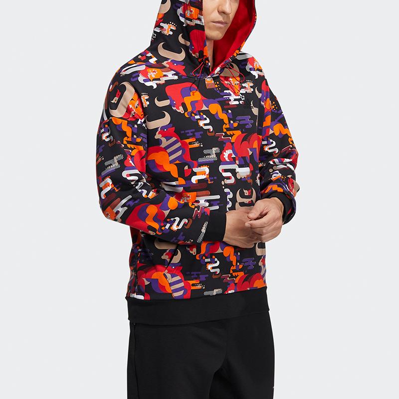 Adidas Cny Gfx Hoodie With All-Over Print Men Tops Crimson GQ8838