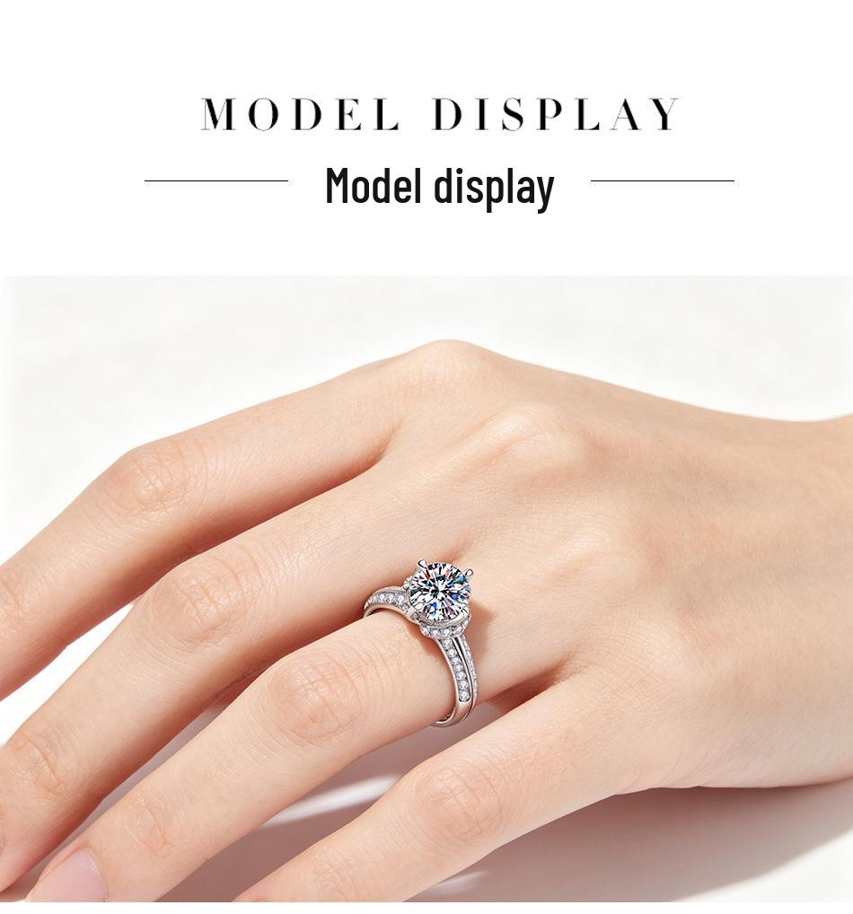 D Color 925 Sterling Silver Moissanite Ring: Elegant Women's Proposal & Wedding Jewelry