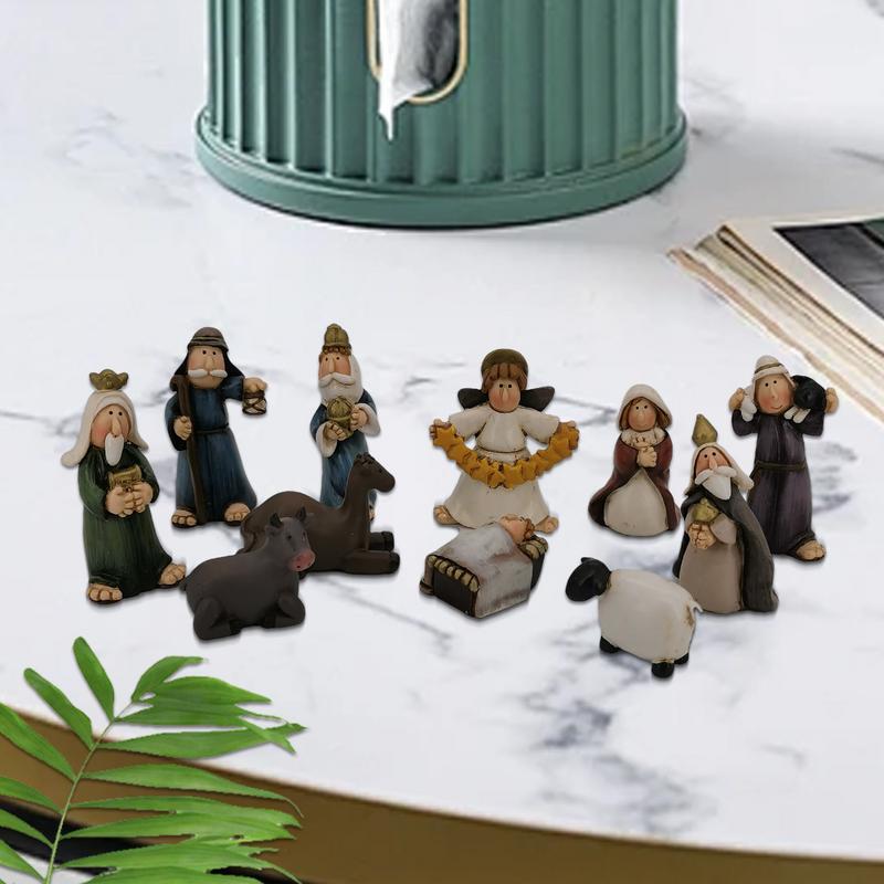 

Nativity Figures Set 11-Piece Small Tabletop Jesus Birth Decor Resin Crafts Seasonal Christmas Decoration For Study Room School United States
