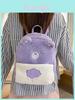 Plush Embroidered Heart Bear Backpack For Students With Durable Nylon Material And Spacious Design