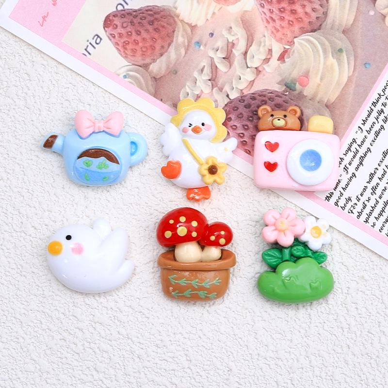 Spring Series Cartoon Animal Cream Glue Accessories: Creative Shoe Charms & Resin DIY Jewelry Hair Clips
