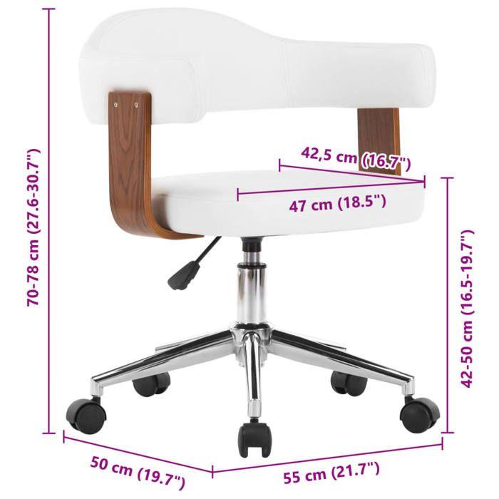 VidaXL Chaise pivotante à dîner Blanc Bois courbé et similicuir