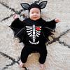 Baby Langarm Halloween Skelett Cosplay Fledermaus Strampler mit Hut Set für 3M-18M Baby Halloween Kostüm