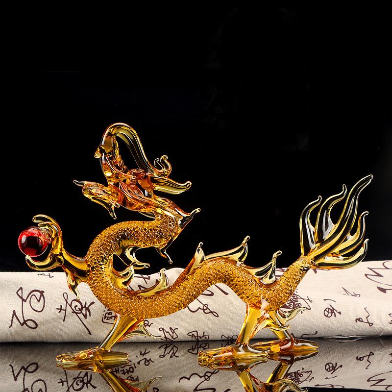 Ornament Zodia Dragon Cristal Zhaocai mascotă Accesorii decorațiuni casă Ornamente feng shui birou