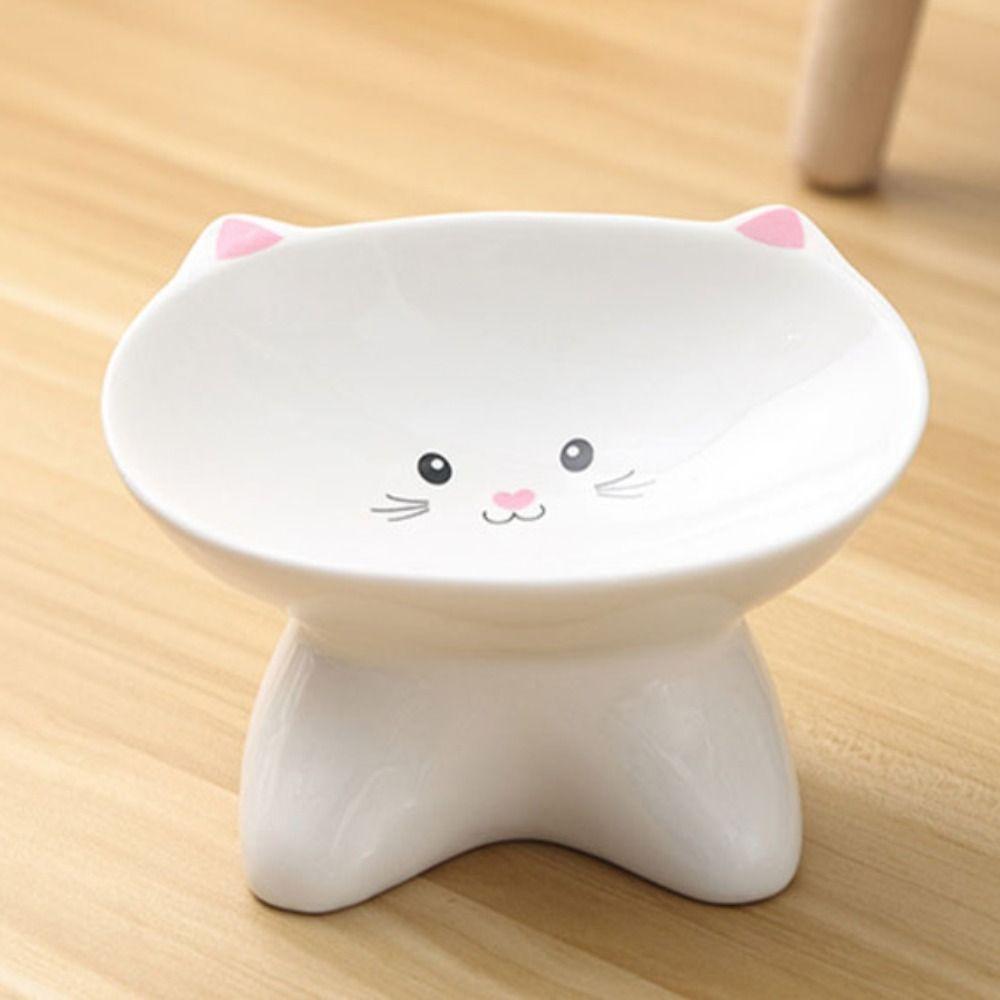 Cute Cat Bowl Ceramic Dog Food Feeding Basin Food Dispenser Cats Drinking Feeder  Kitten Puppy