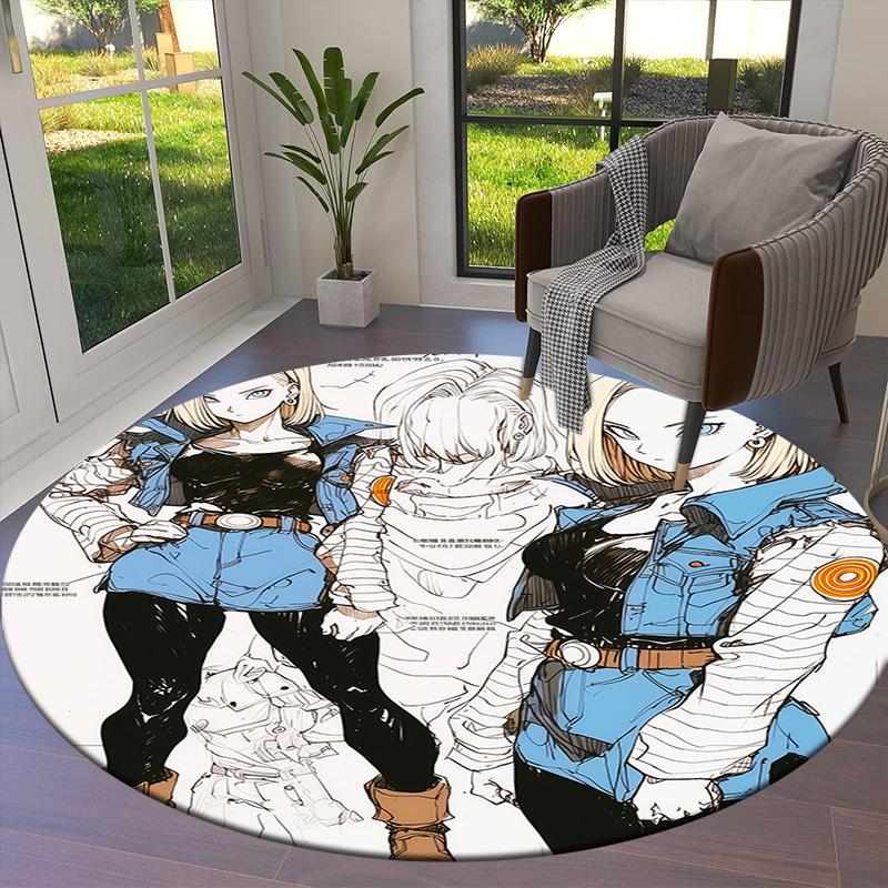 Son Goku Dywan Okrągły Dywanik do Salonu Sypialni Sofy Pokoju Zabaw Antypoślizgowa Mata Podłogowa