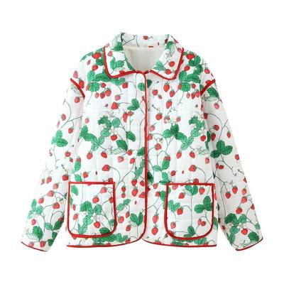 Autumn/Winter Women's Fashion Printed Cotton Jacket Coat