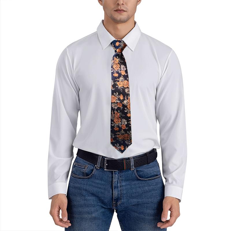 1 Stück Business Formelle Krawatte mit Botanischer Stickerei Handgefertigte Seidenkrawatte mit Floralem Paisley-Design 148x8cm