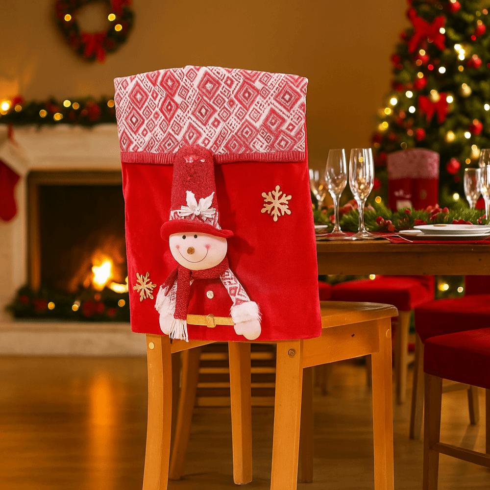Soft Christmas Chair Cover Cartoon Chair Back Decor Xmas Dinner Chair Seat Cover  Restaurant