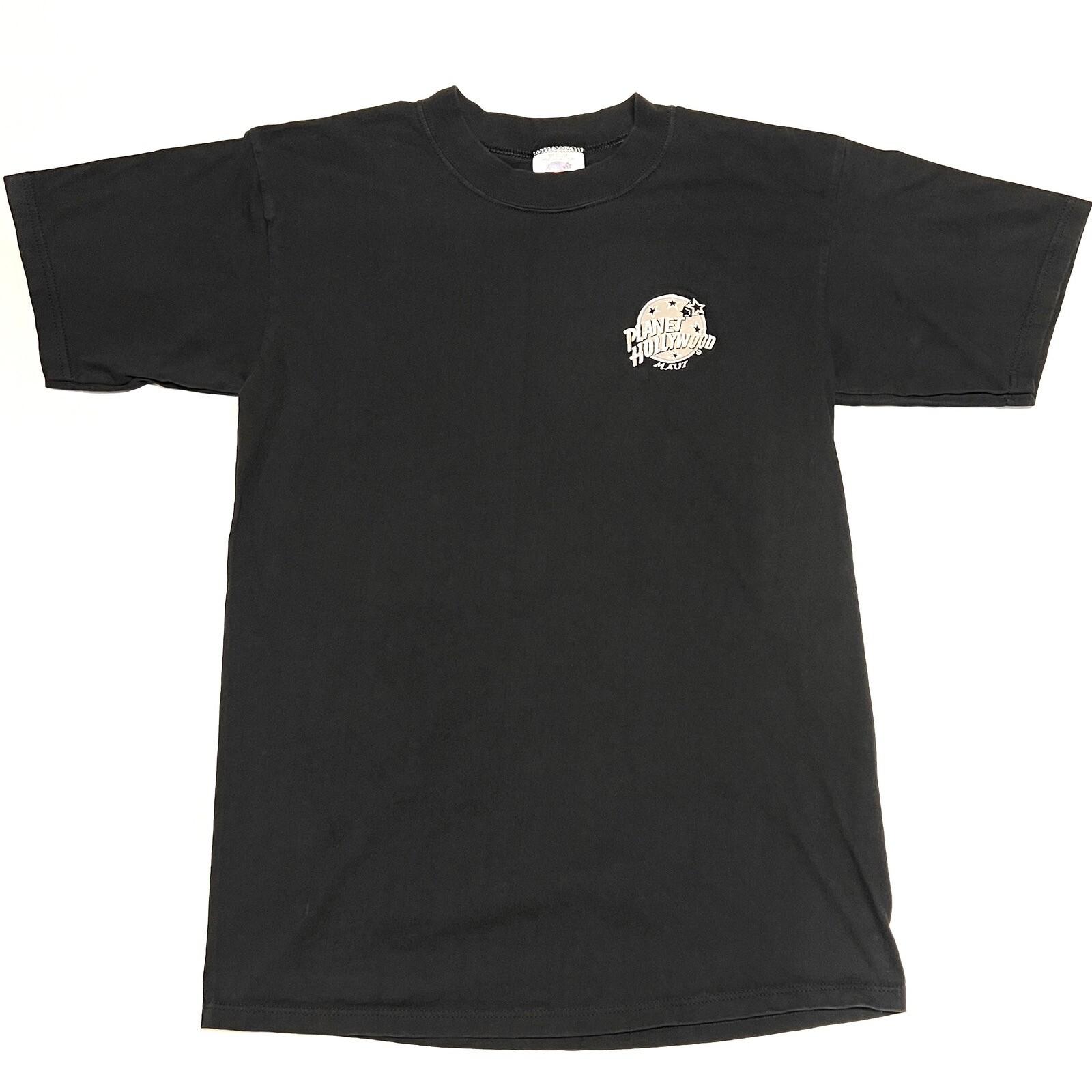 VTG Planet Hollywood T Shirt Maui Made In USA Black Tee Embroidered Sz M SLIM L