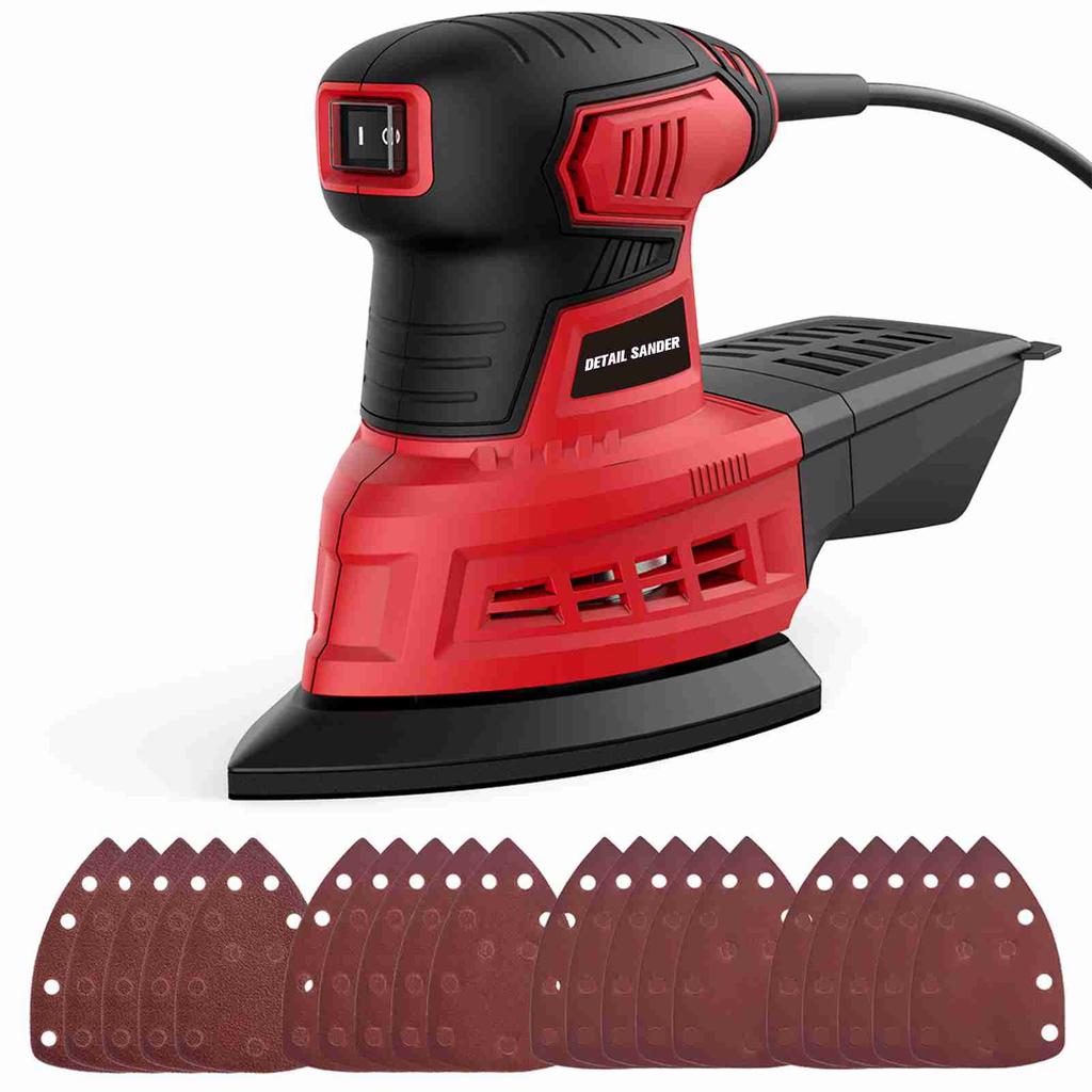 200W Detail Sander Compact Electric Sander with 20Pcs Sandpaper for Wood Woodworking Sanding Works
