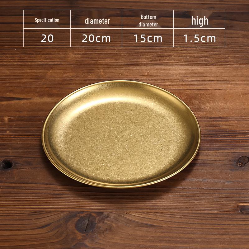 Retro Gold Stainless Steel Tableware Set: Rectangular Plate, Seasoning Dish, Bowl, Water Cup, Chopsticks, Spoon.