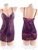 Purple Sweet Tank Mini Dress Sexy V Neck Sex Transparent Sleeping Pure Desire Charm Lace Strap Pajama Dress Elegant X7TY