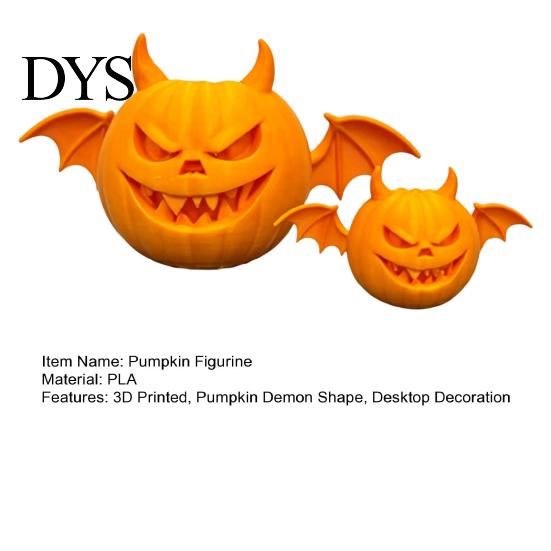 Pumpkin Demon Figurine 2Pcs 3D Printed Figurine, Devil Statue with Bat Table Centerpiece Wings & Horns, Spooky Sculpture for Halloween Party