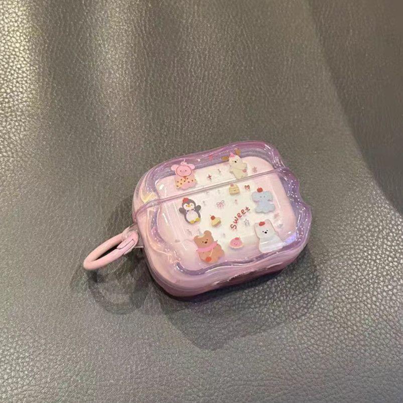 Semi-transparent powder small animals are suitable for AirPods 1 generation bluetooth protective case airpodspro1 earphone cover Huaqiang North 1
