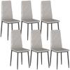Set of 6 Modern High-Back Dining Chairs In Faux Leather and Steel. 41x50x97cm. Grey