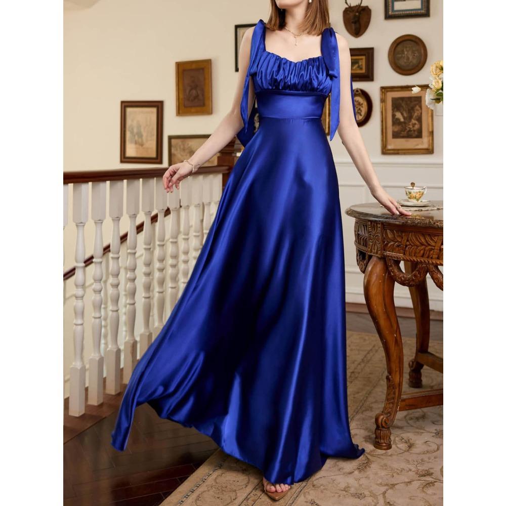 Foreign Trade Dress Women s Spring and Summer Sleeveless Suspender Wedding Dress Wedding Bridesmaid Dress Dress S синий