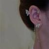 Korean Sparkling Zircon Flower Butterfly Ear Cuff Without Piercing Tassel Clip Earrings for Women Simple Ear Clip Fine