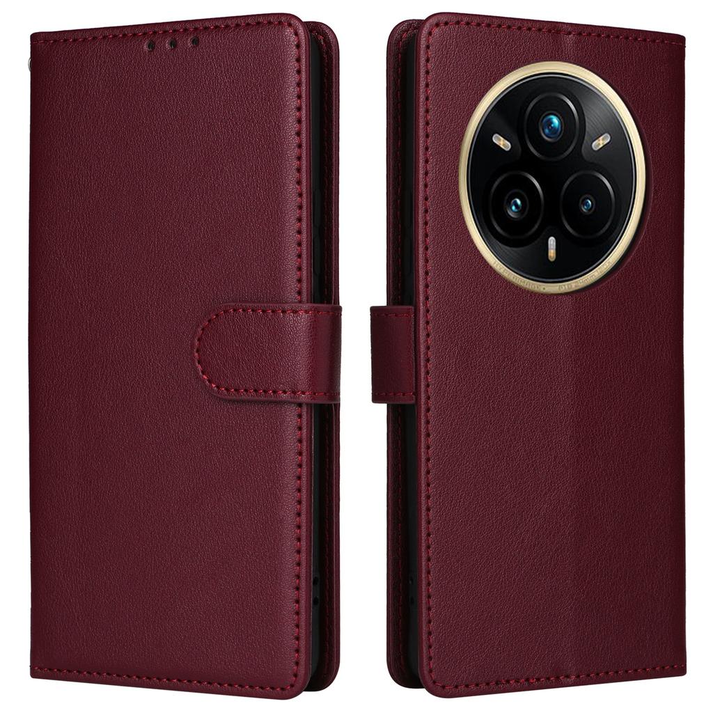 For Realme 14 Pro+ 5G Case Wallet Stand View PU Leather Phone Cover with Wrist Strap