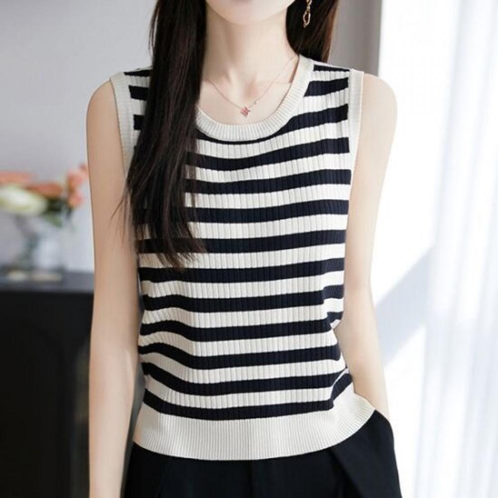 Navava Women Striped Sleeveless Knit Top Nk2930 1 + 1