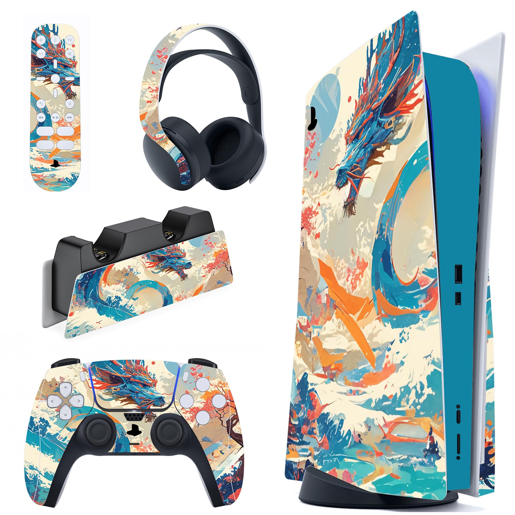 

Наклейка стікер для консолі PlayVital ps5 наклейка вінілова наклейка для контролера ps5 гарнітури пульта дистанційного керування зарядної станції (дискова версія), & & &