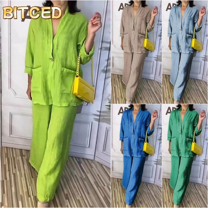BITCED Women's Fashion Casual Long Sleeve V Neck Pants Suits