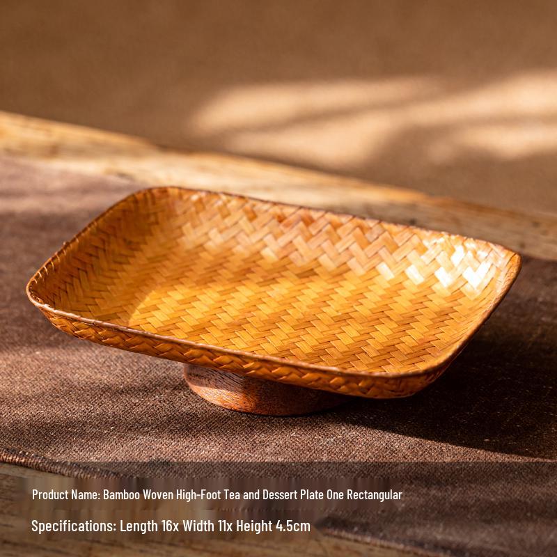 Song Style Bamboo Woven Small Snack Tray: Chinese Tea, Fruit Plate, Wedding Ornament