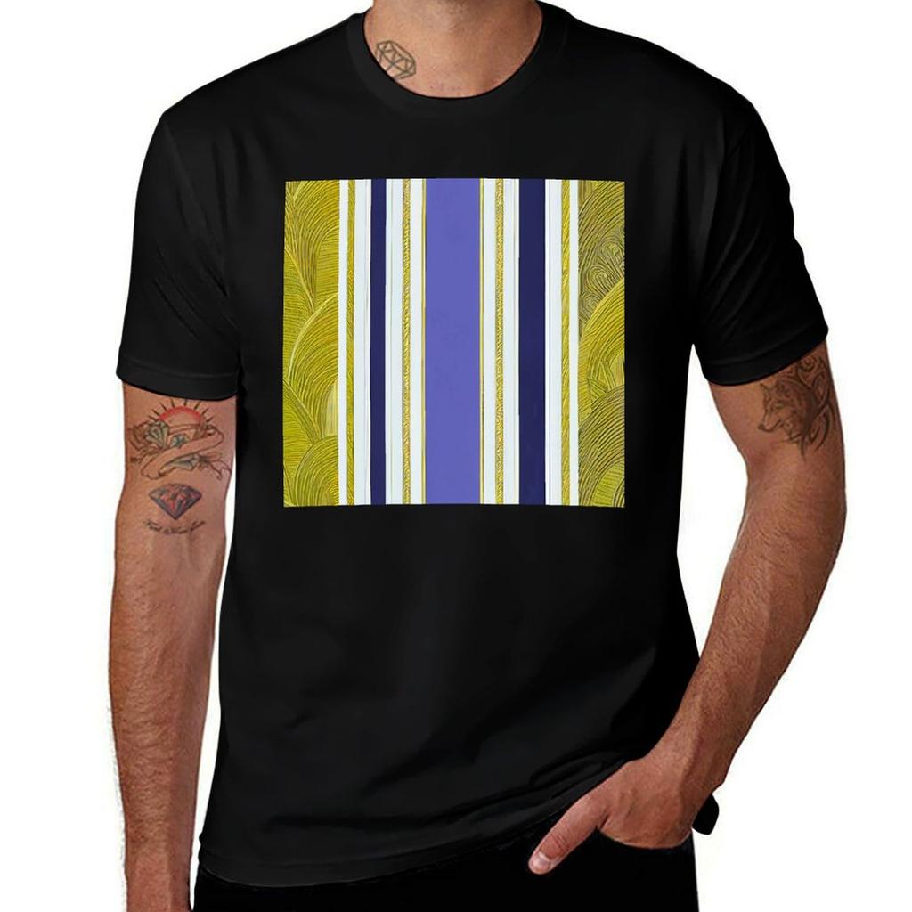 Art Deco Pattern In Purple And Golden Hues Tshirt Basic Plain Short Sleeve Crew Neck Tee Tshirt