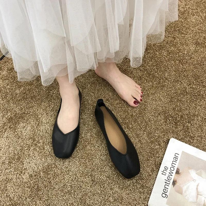 Doudou Single Shoes for Women Summer New Style Casual Versatile Flat Shallow Mouth One Leg Fairy Gentle Casual Flat Shoes