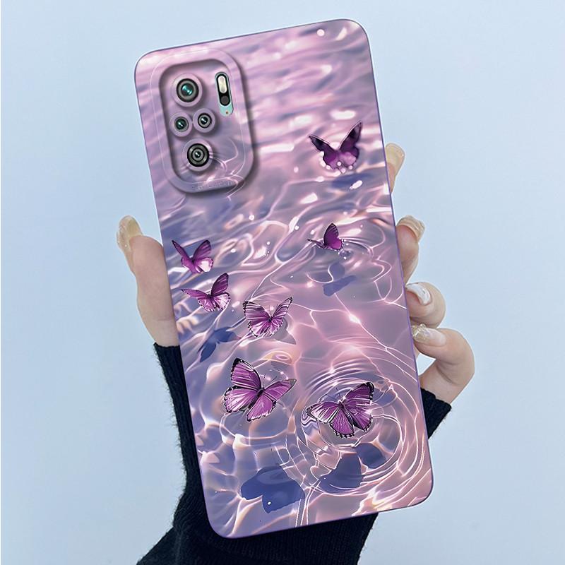 For Xiaomi Poco M5s Phone Case PocoM5s Cover Fashion Simplicity Butterfly Floral Soft Liquid Silicone Shell For Poco M 5s Fundas