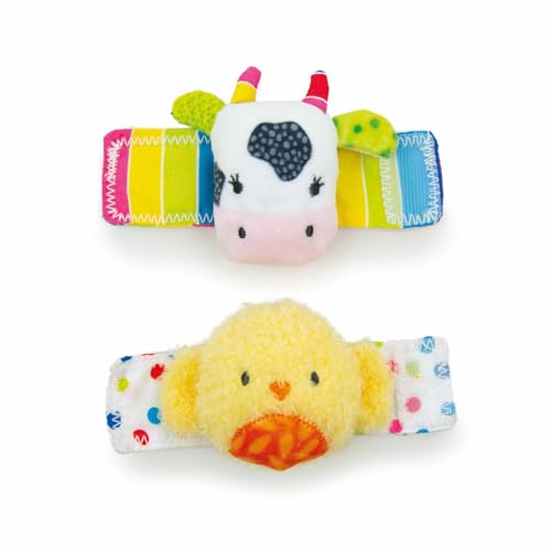 Детская погремушка на запястье Early Learning Center - дизайн  Корова и цыпленок  - игрушка для малышей, погремушка-браслет, подарок на рождение ребенка, 200765 (Подлинный продукт)