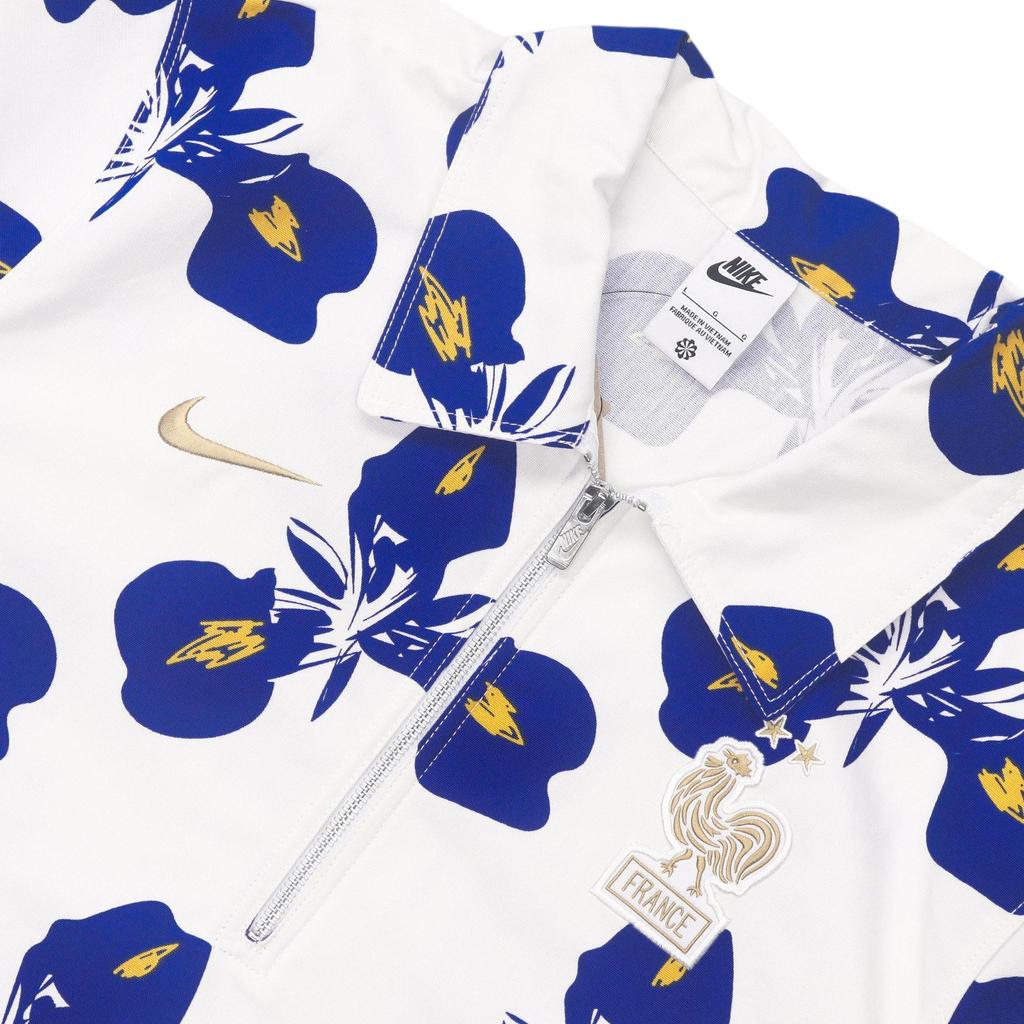 Nike All-Over Print Half-Zip Casual Comfortable Loose Short Sleeve Polo Shirt Men Polo Shirts Summit-White Club-Gold FZ1164-121